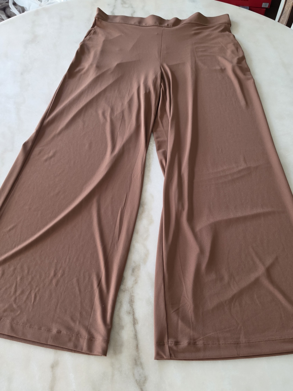 Three Dots Wide-Leg Ponte Pants in Dusty Mauve